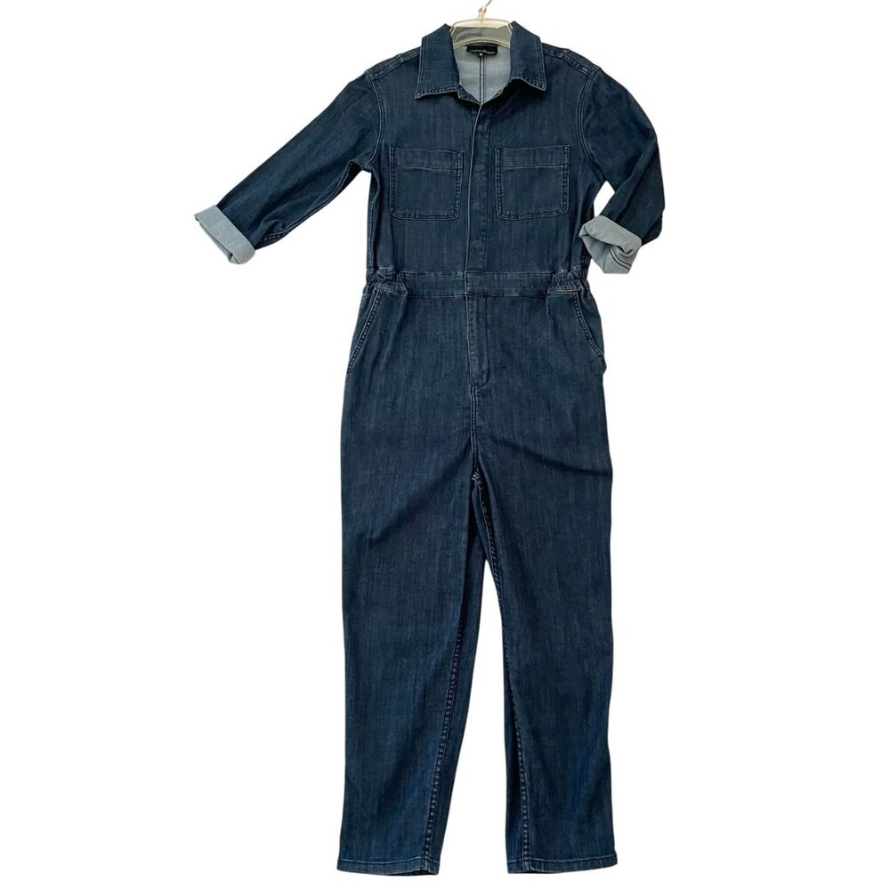 Cynthia Rowley Womens Denim Jumpsuit Size Small Dark Wash Western Denim on Denim